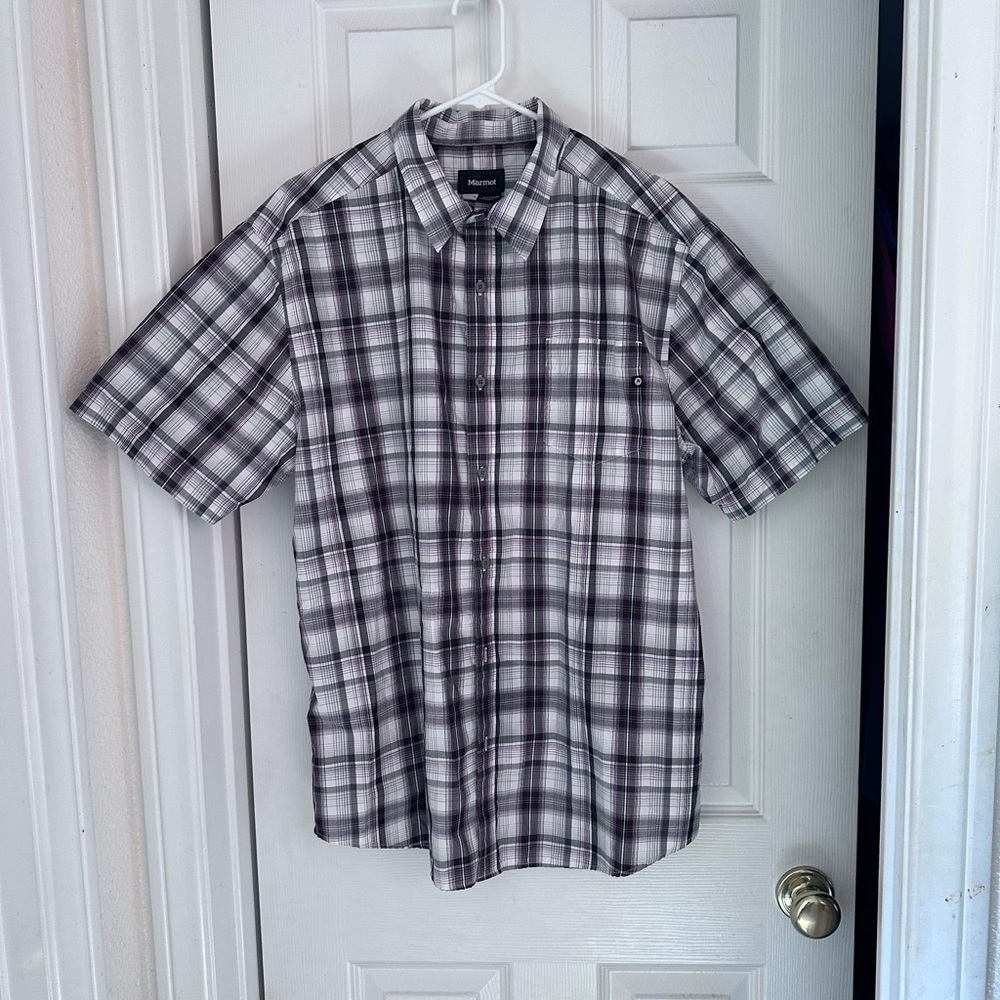 Marmot Men's Black and White Plaid Button Down Shirt